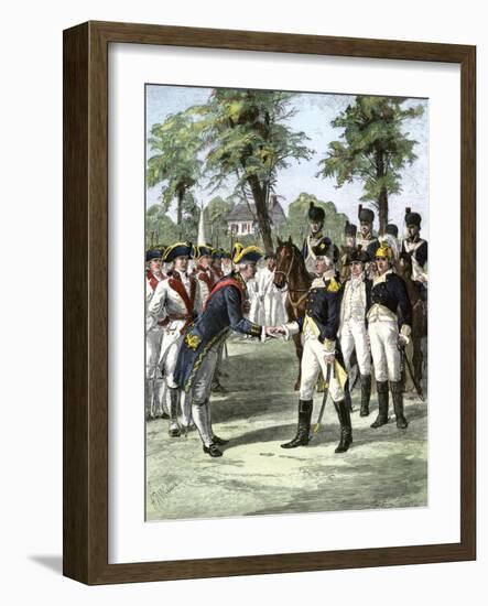 General Washington Introduced to Comte de Rochambeau, Commander of French Forces Allied with U.S-null-Framed Giclee Print