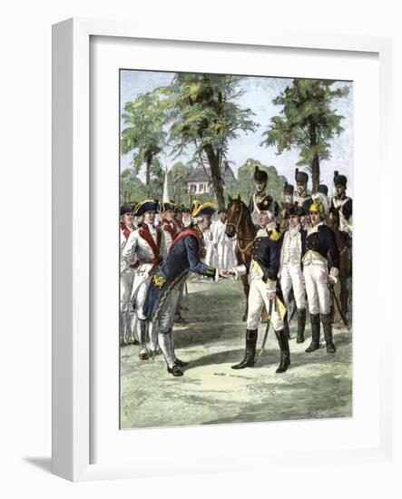 General Washington Introduced to Comte de Rochambeau, Commander of French Forces Allied with U.S-null-Framed Giclee Print