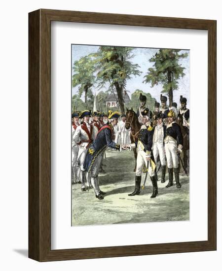 General Washington Introduced to Comte de Rochambeau, Commander of French Forces Allied with U.S-null-Framed Premium Giclee Print