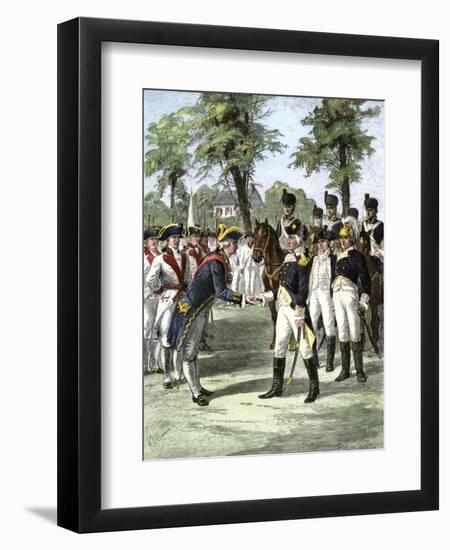 General Washington Introduced to Comte de Rochambeau, Commander of French Forces Allied with U.S-null-Framed Premium Giclee Print