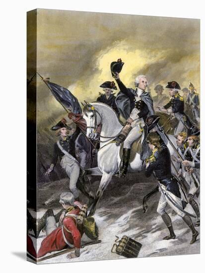 General Washington Leading the Americans at the Battle of Princeton, New Jersey, c.1777-null-Stretched Canvas