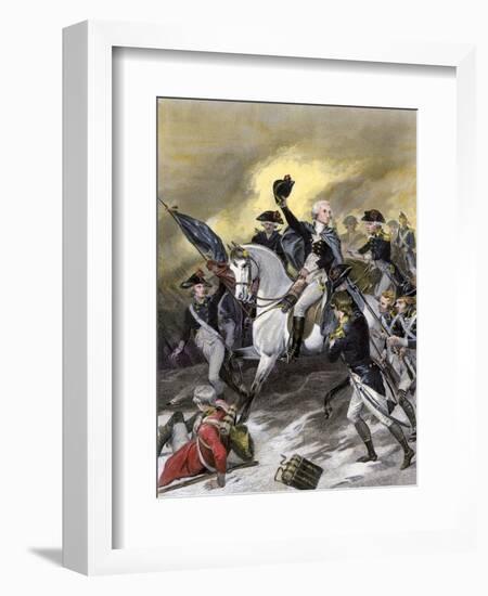 General Washington Leading the Americans at the Battle of Princeton, New Jersey, c.1777-null-Framed Giclee Print