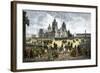 General Winfield Scott Leads U.S. Forces Into Mexico City to End the U.S.-Mexican War, c.1847-null-Framed Giclee Print