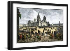 General Winfield Scott Leads U.S. Forces Into Mexico City to End the U.S.-Mexican War, c.1847-null-Framed Giclee Print