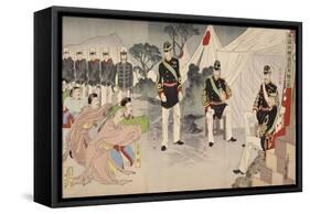 Generals of the Chinese Army Surrendering to Japanese Commanders, October 1894-Migita Toshihide-Framed Stretched Canvas