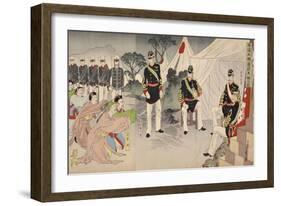 Generals of the Chinese Army Surrendering to Japanese Commanders, October 1894-Migita Toshihide-Framed Giclee Print