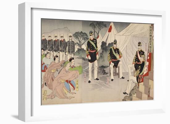 Generals of the Chinese Army Surrendering to Japanese Commanders, October 1894-Migita Toshihide-Framed Giclee Print