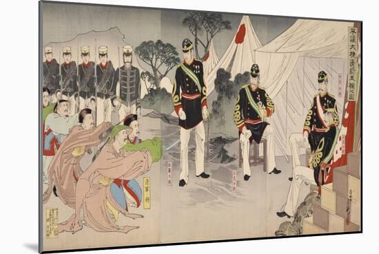 Generals of the Chinese Army Surrendering to Japanese Commanders, October 1894-Migita Toshihide-Mounted Giclee Print