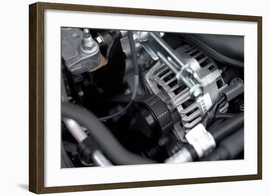 Generator And Fan Belt In A Car Engine-Gudella-Framed Art Print