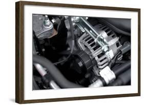 Generator And Fan Belt In A Car Engine-Gudella-Framed Art Print