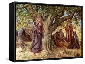 Genesis: Sarai overhearing the angels - Bible-William Brassey Hole-Framed Stretched Canvas