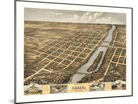 Geneva, Illinois - Panoramic Map-Lantern Press-Mounted Art Print