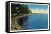 Geneva, New York - Seneca Lake Park View of Shoreline, Pavilion, and Swimmers-Lantern Press-Framed Stretched Canvas