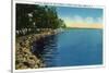 Geneva, New York - Seneca Lake Park View of Shoreline, Pavilion, and Swimmers-Lantern Press-Stretched Canvas