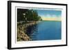 Geneva, New York - Seneca Lake Park View of Shoreline, Pavilion, and Swimmers-Lantern Press-Framed Art Print