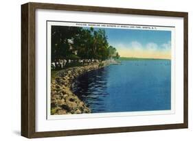 Geneva, New York - Seneca Lake Park View of Shoreline, Pavilion, and Swimmers-Lantern Press-Framed Art Print