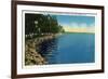 Geneva, New York - Seneca Lake Park View of Shoreline, Pavilion, and Swimmers-Lantern Press-Framed Premium Giclee Print