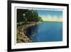 Geneva, New York - Seneca Lake Park View of Shoreline, Pavilion, and Swimmers-Lantern Press-Framed Premium Giclee Print