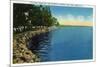 Geneva, New York - Seneca Lake Park View of Shoreline, Pavilion, and Swimmers-Lantern Press-Mounted Premium Giclee Print