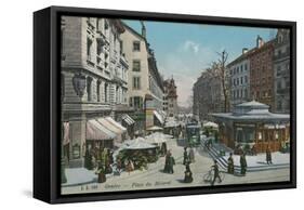 Geneva - Place Du Molard. Postcard Sent in 1913-Swiss photographer-Framed Stretched Canvas