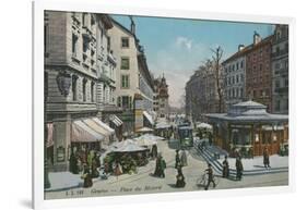 Geneva - Place Du Molard. Postcard Sent in 1913-Swiss photographer-Framed Giclee Print