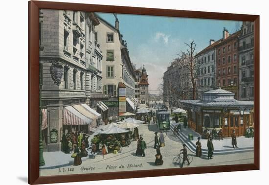 Geneva - Place Du Molard. Postcard Sent in 1913-Swiss photographer-Framed Giclee Print