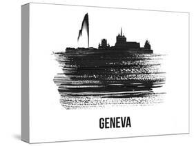 Geneva Skyline Brush Stroke - Black II-NaxArt-Stretched Canvas