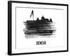 Geneva Skyline Brush Stroke - Black II-NaxArt-Framed Art Print