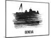 Geneva Skyline Brush Stroke - Black II-NaxArt-Mounted Art Print