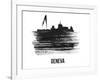 Geneva Skyline Brush Stroke - Black II-NaxArt-Framed Art Print