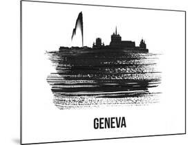 Geneva Skyline Brush Stroke - Black II-NaxArt-Mounted Art Print
