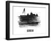 Geneva Skyline Brush Stroke - Black II-NaxArt-Framed Art Print