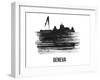 Geneva Skyline Brush Stroke - Black II-NaxArt-Framed Art Print