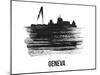 Geneva Skyline Brush Stroke - Black II-NaxArt-Mounted Art Print