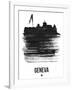 Geneva Skyline Brush Stroke - Black-NaxArt-Framed Art Print