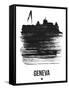 Geneva Skyline Brush Stroke - Black-NaxArt-Framed Stretched Canvas