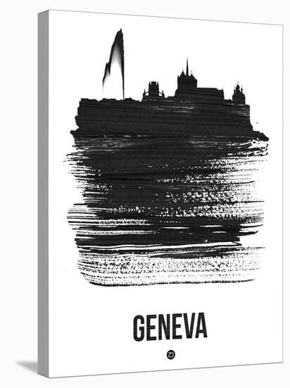 Geneva Skyline Brush Stroke - Black-NaxArt-Stretched Canvas