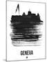 Geneva Skyline Brush Stroke - Black-NaxArt-Mounted Art Print