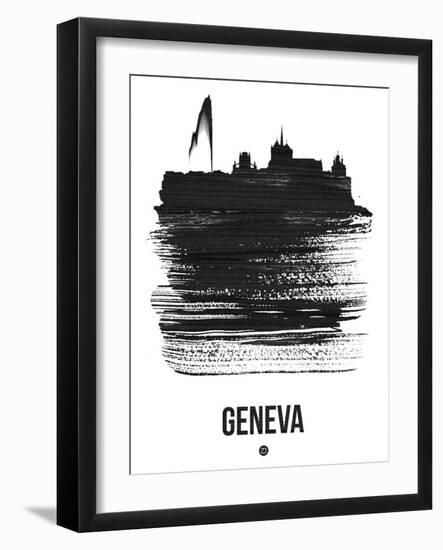 Geneva Skyline Brush Stroke - Black-NaxArt-Framed Art Print