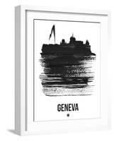Geneva Skyline Brush Stroke - Black-NaxArt-Framed Art Print