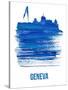 Geneva Skyline Brush Stroke - Blue-NaxArt-Stretched Canvas