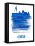 Geneva Skyline Brush Stroke - Blue-NaxArt-Framed Stretched Canvas