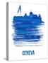 Geneva Skyline Brush Stroke - Blue-NaxArt-Stretched Canvas