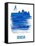 Geneva Skyline Brush Stroke - Blue-NaxArt-Framed Stretched Canvas