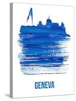Geneva Skyline Brush Stroke - Blue-NaxArt-Stretched Canvas