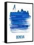 Geneva Skyline Brush Stroke - Blue-NaxArt-Framed Stretched Canvas