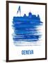 Geneva Skyline Brush Stroke - Blue-NaxArt-Framed Art Print