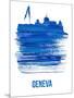 Geneva Skyline Brush Stroke - Blue-NaxArt-Mounted Art Print