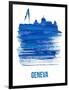 Geneva Skyline Brush Stroke - Blue-NaxArt-Framed Art Print