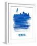 Geneva Skyline Brush Stroke - Blue-NaxArt-Framed Art Print